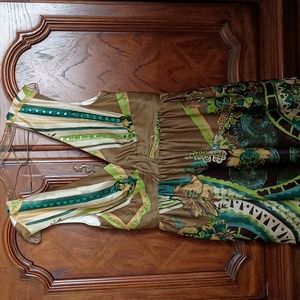 Lyndia Procanik Multicolor Silk Charmeuse Beaded & Jewelled Dress Size 10